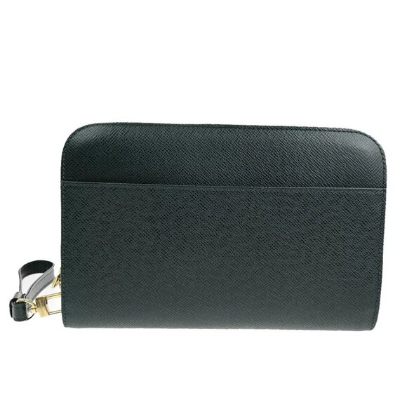 LOUIS VUITTON LV Logo Baikal Clutch Hand Bag Taiga Leather Epicea - Picture 2 of 16